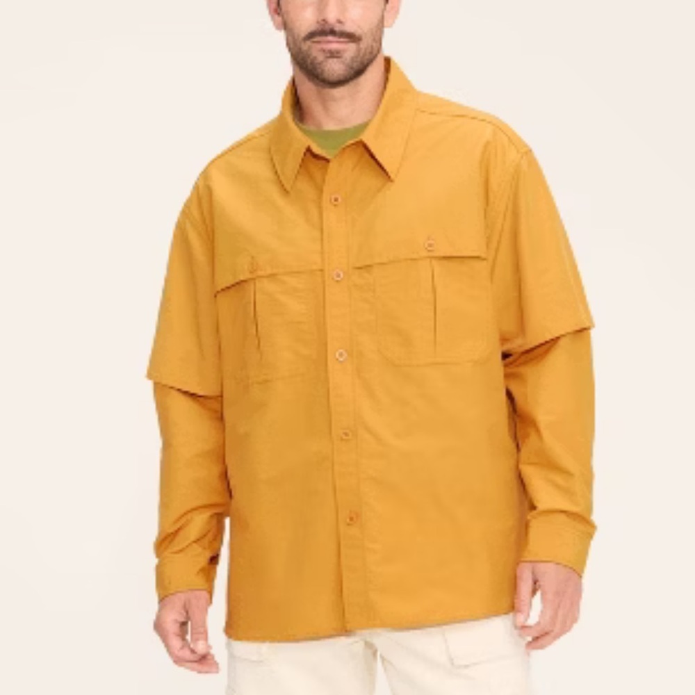 Yellow Button-Up Shirt wool rich 🎣 fishing
